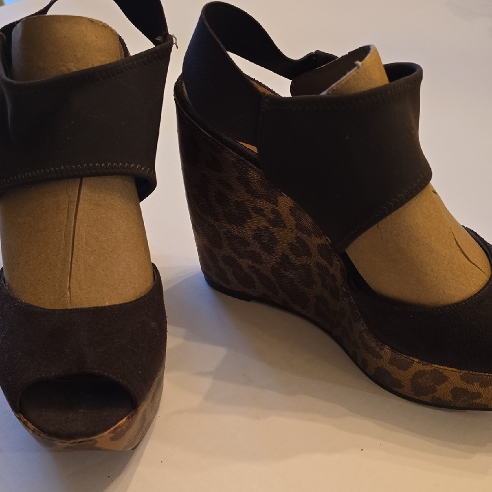Leopard Print Wedge Platforms